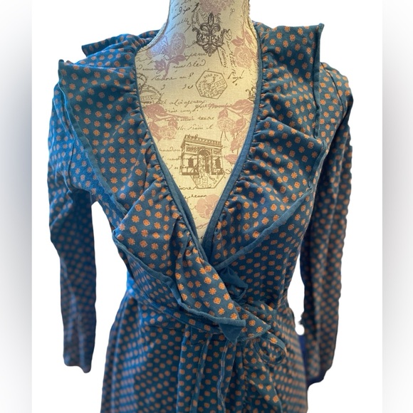 Authentic Matilda Jane Women’s Teal Polka Dot Reunion Wrap Dress Ruffle Size XS - Picture 10 of 10